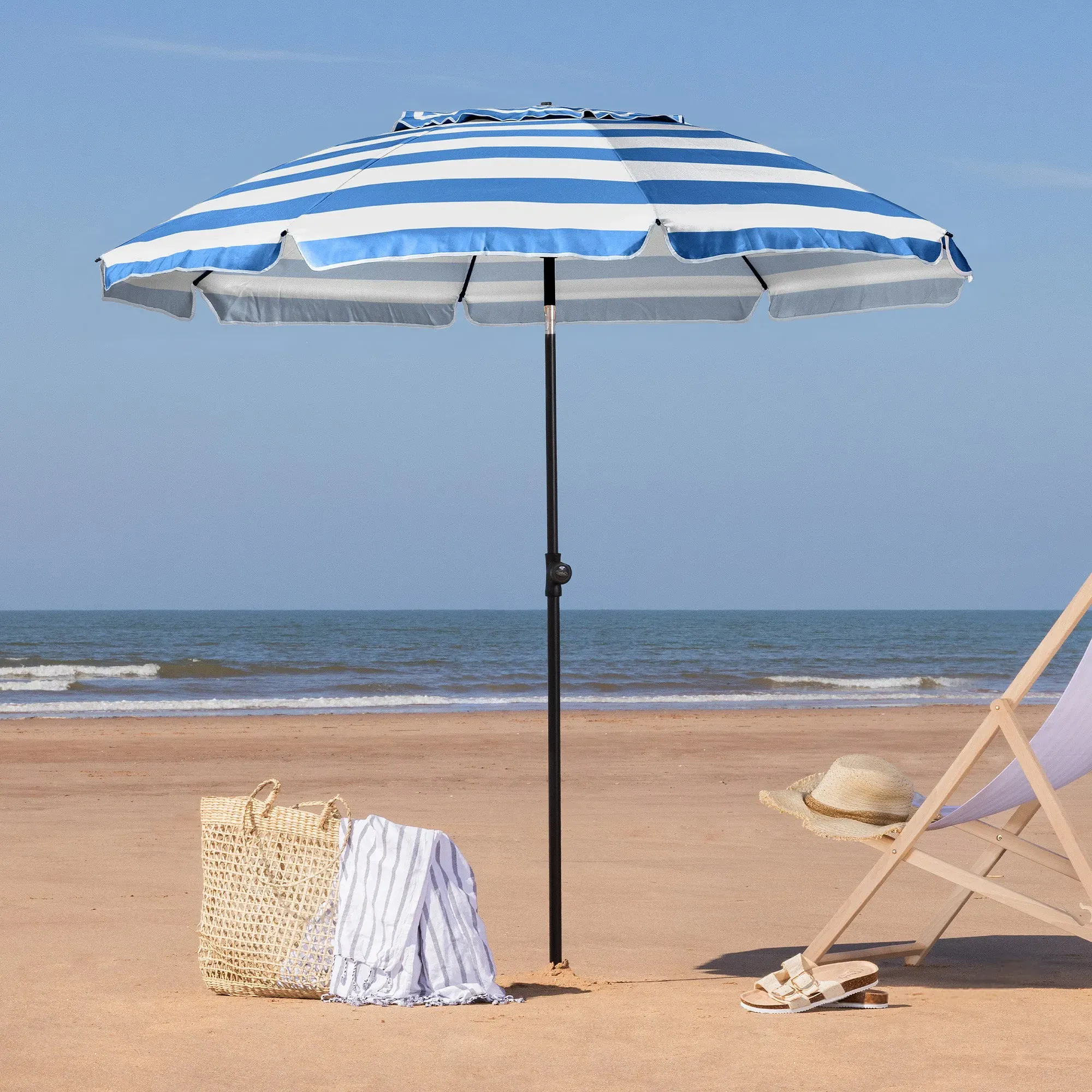 Striped Beach Parasol - 2m product