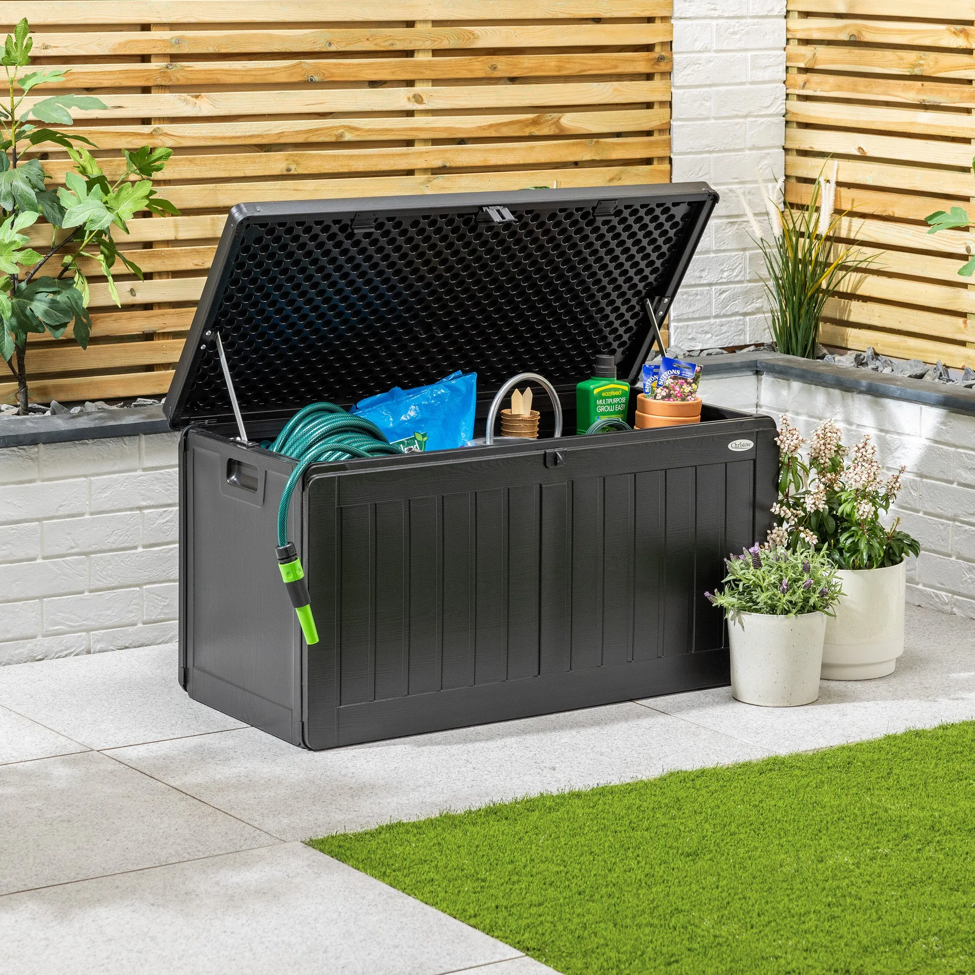 Waterproof Garden Storage Box 190L - Woodgrain Effect alternate view