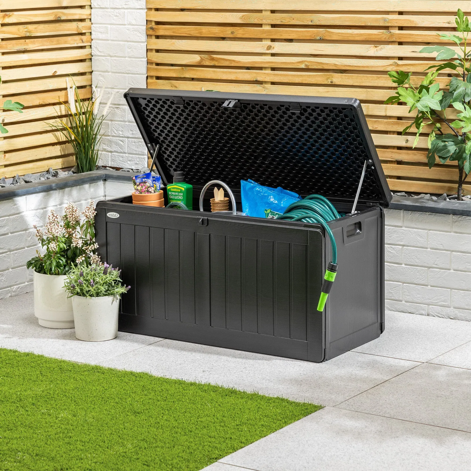 Waterproof Garden Storage Box 190L - Woodgrain Effect product
