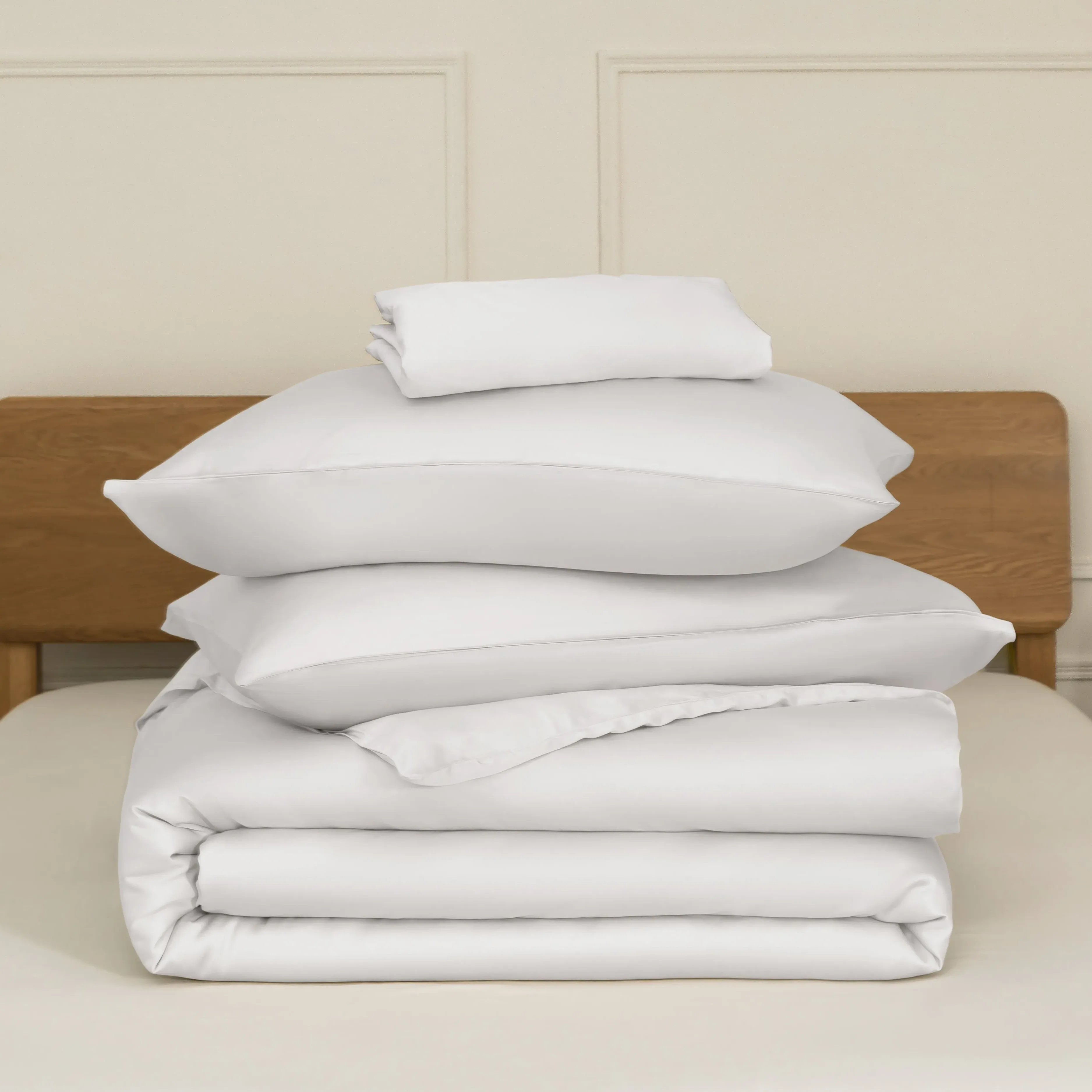 CUBE HOME Bamboo Bedding Set with Fitted Sheet - White product