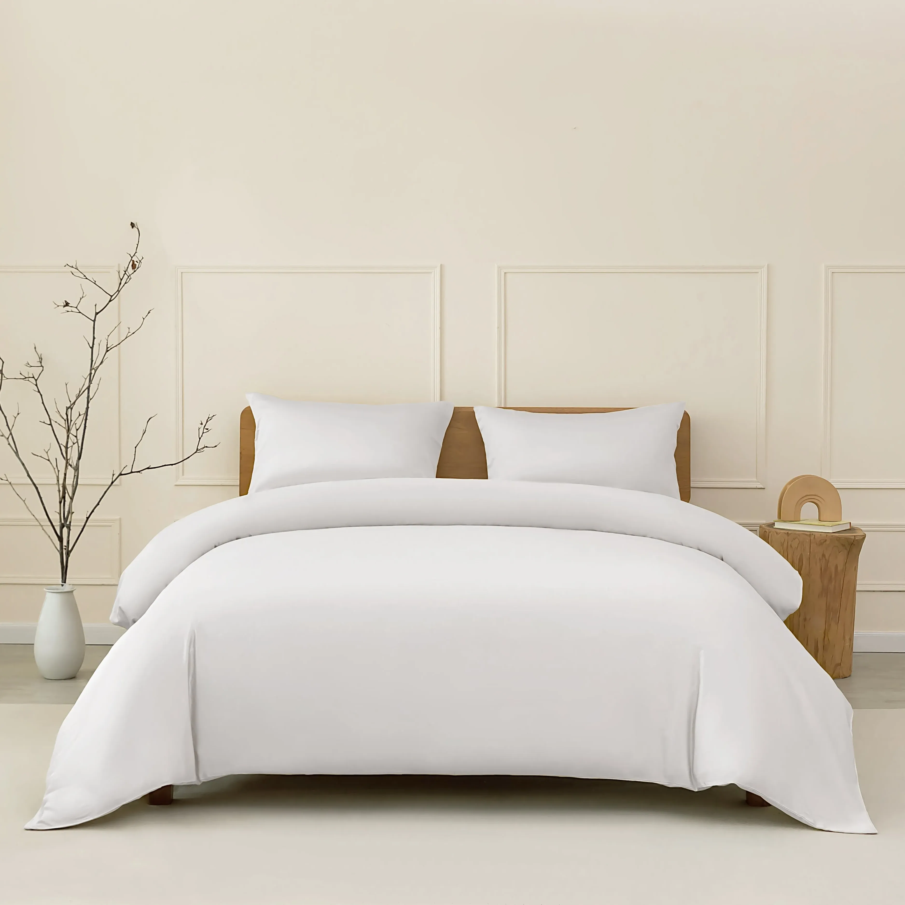 CUBE HOME Bamboo Bedding Set with Pillowcases - White alternate view