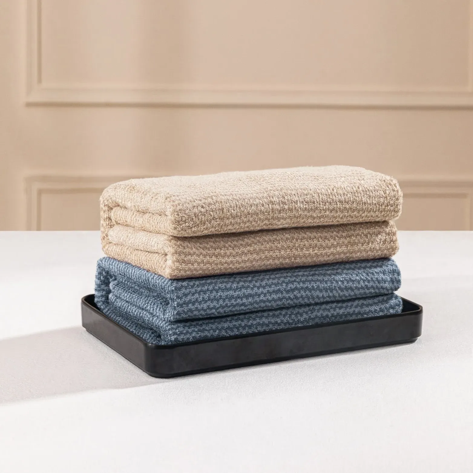 CUBE HOME Chevron Pattern Bath Towel - Blue, Bamboo product