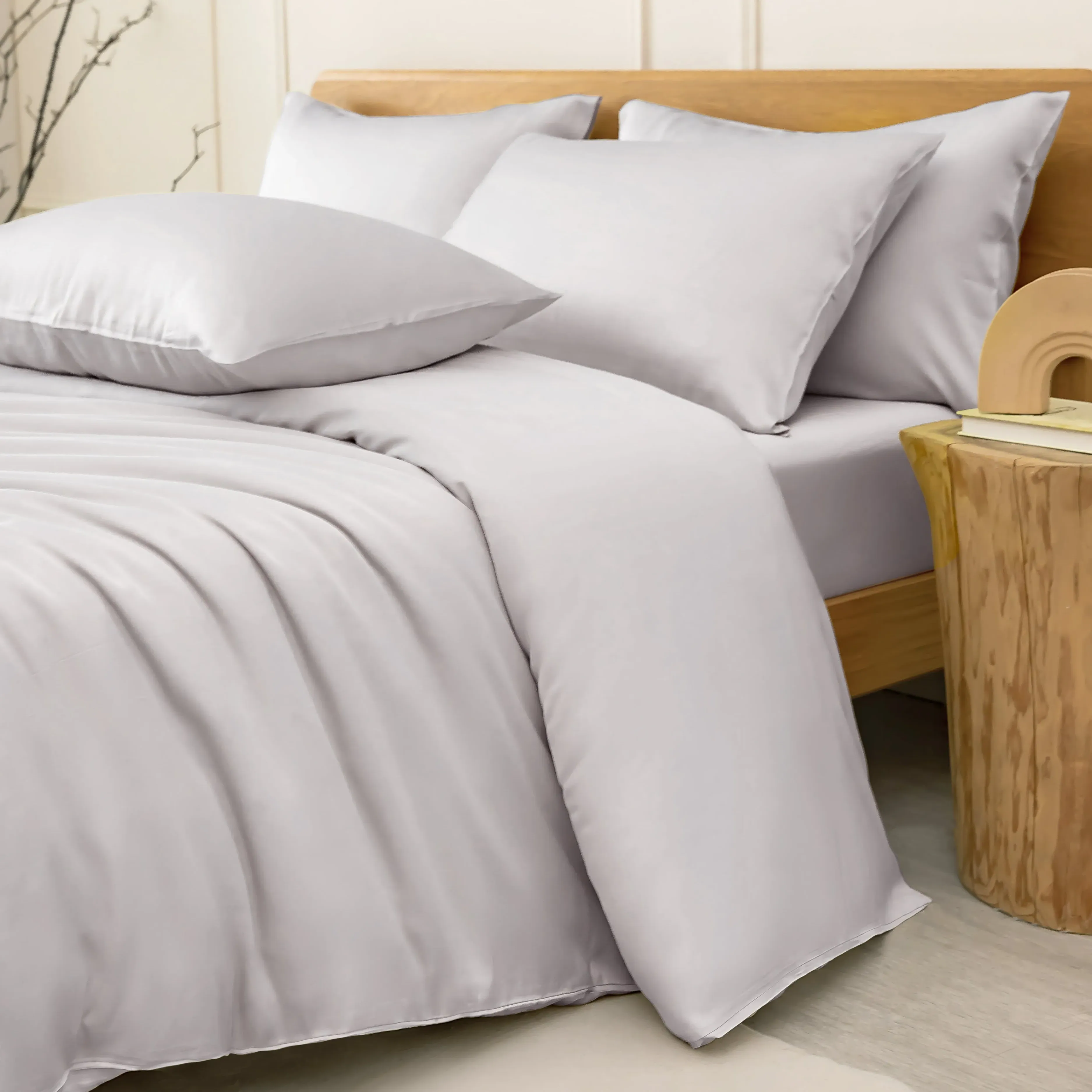CUBE HOME Deep Pocket Fitted Sheet - Light Grey, Bamboo product