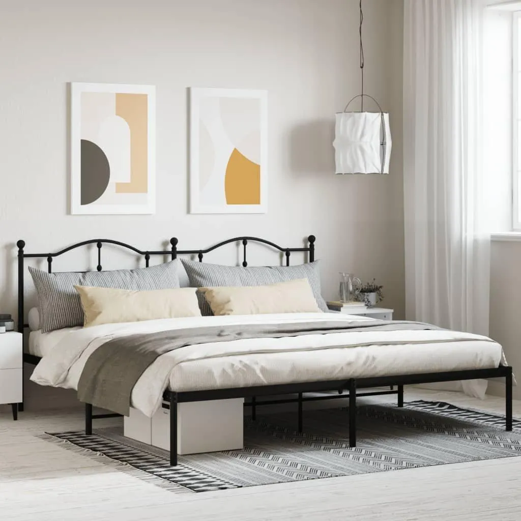 metal-bed-frame-with-headboard-black-193x203-cm image