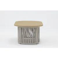 Galata Oval Coffee Table - White, Teak alternate view