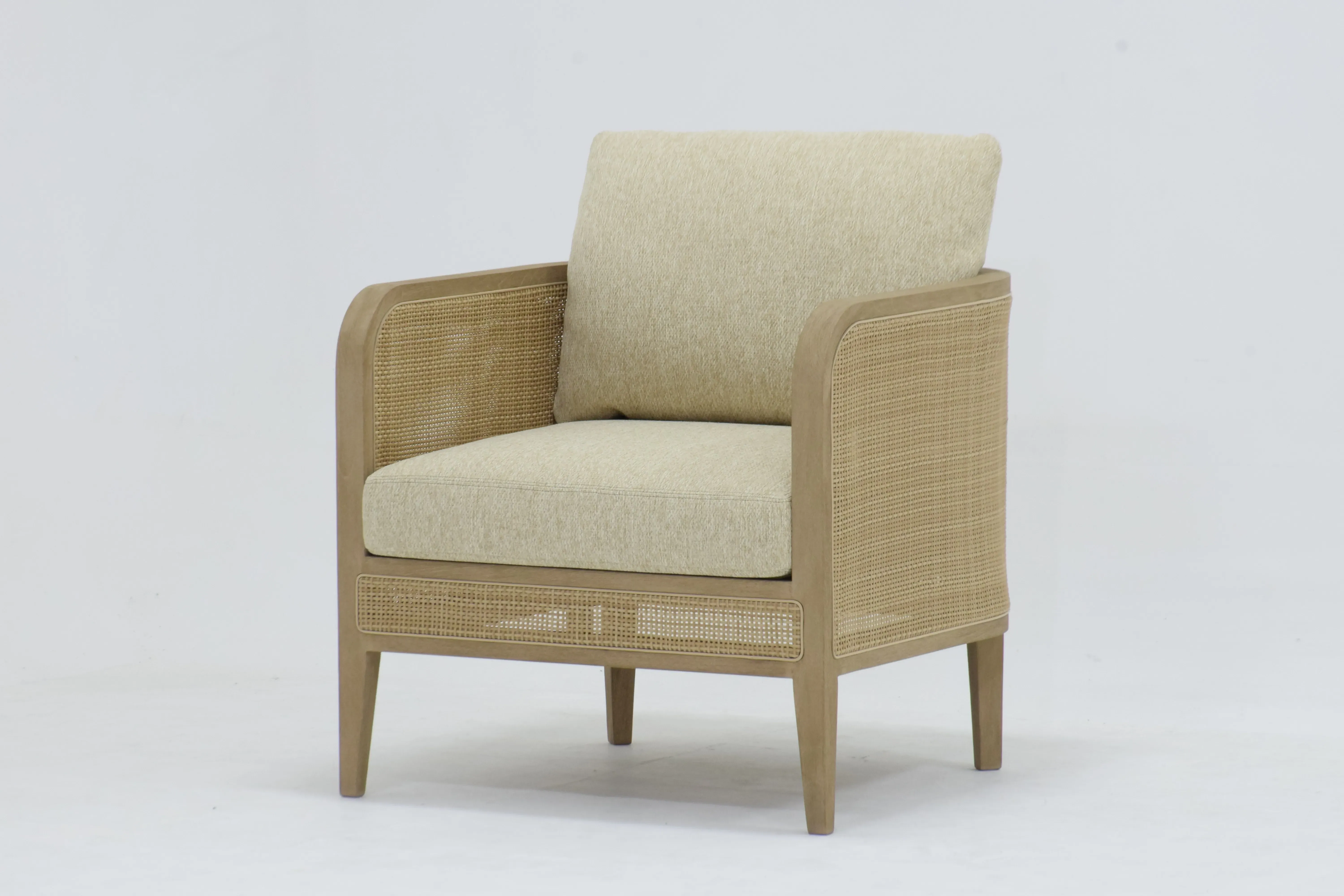 Izmir Lounge Chair - Light Brown, Cane Wicker & Teak product