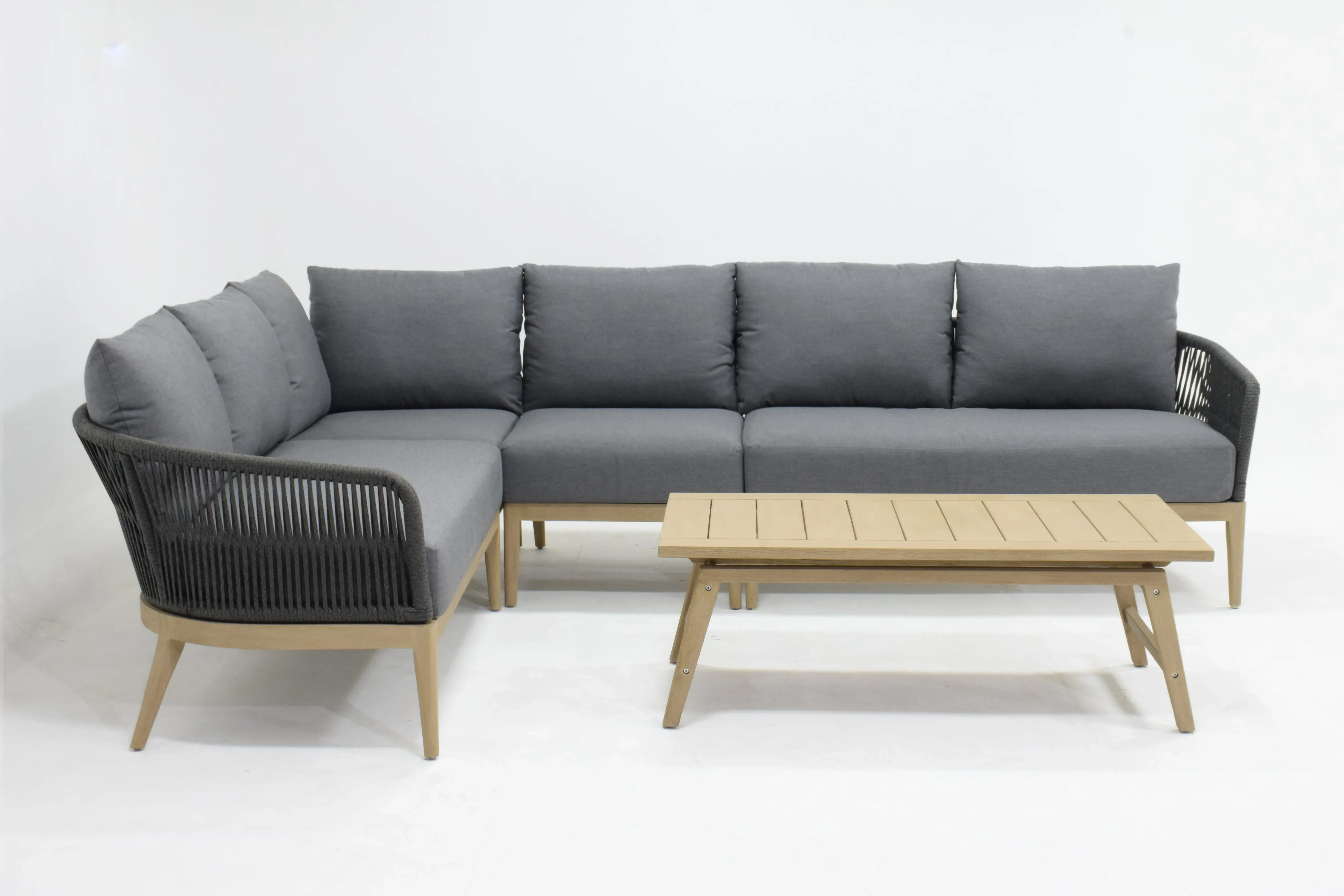 Lucia Sectional Armless Chair - Slate Grey, Teak product