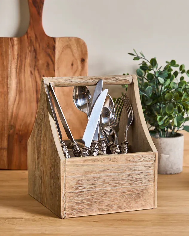 4 Section Cutlery Holder - Oak Effect product