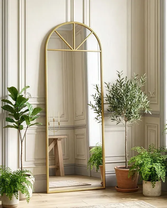 Alzac Tall Rounded Arch Mirror - Gold product