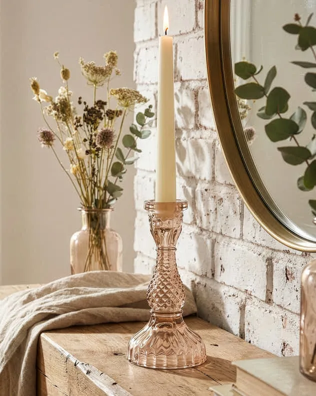 Amber Glass Candlestick Holder product