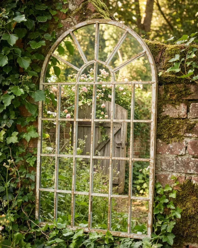 Arched Garden Mirror Distressed Finish - 60x36cm product