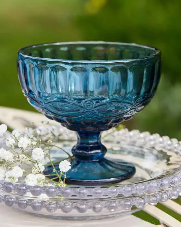 Aurielle Dessert Bowl - Sapphire, Glass by Dibor