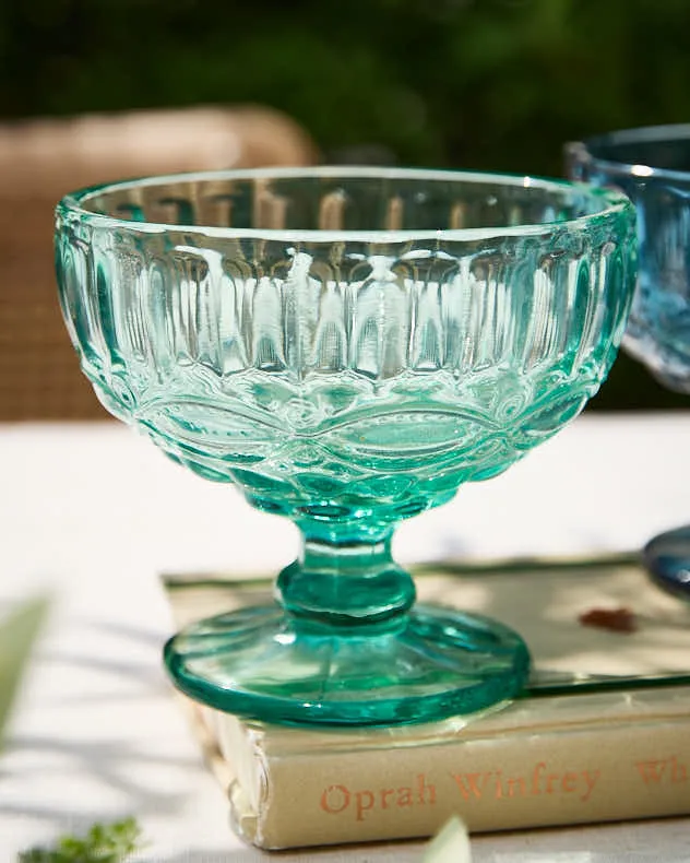Aurielle Dessert Bowl - Turquoise, Glass by Dibor, image 2
