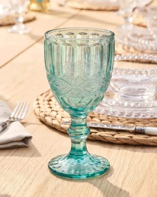 Aurielle Wine Goblet - Turquoise, Glass by Dibor, image 2