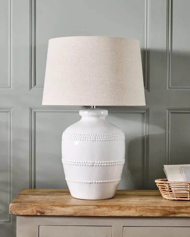 Beaded Table Lamp - White product