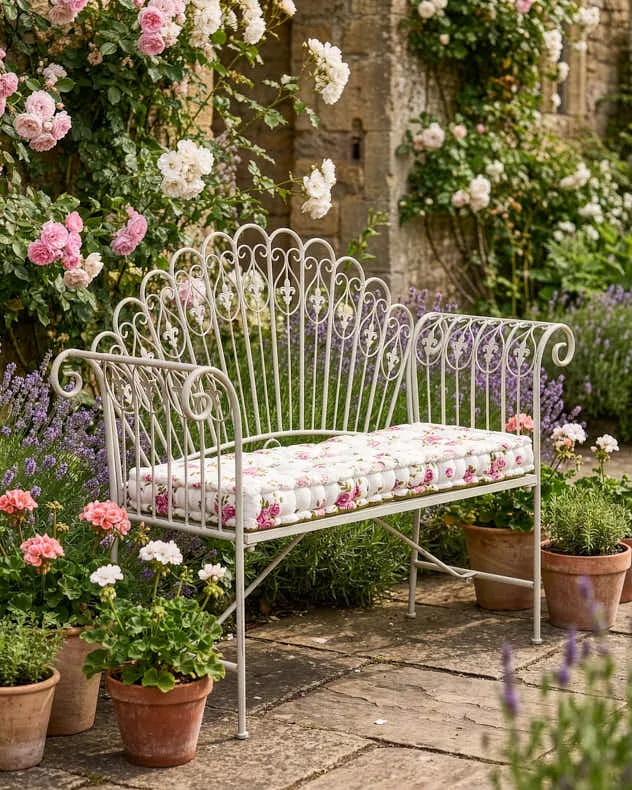 Bielle Garden Bench - Stone Grey, Iron product