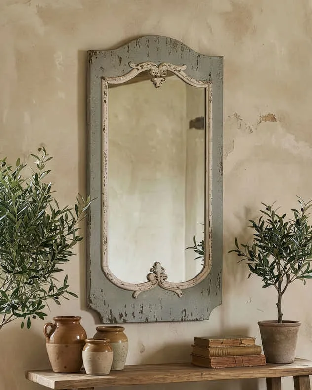 Carteret Wall Mirror - White, Wood product