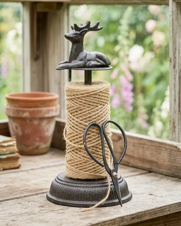 Cast Iron Stag Garden String Dispenser with Scissors product