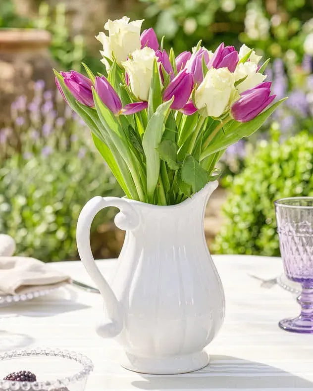 Ceramic Fluted Jug Vase - White product
