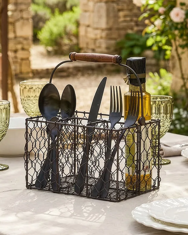 Chicken Wire Cutlery Caddy - Brown product