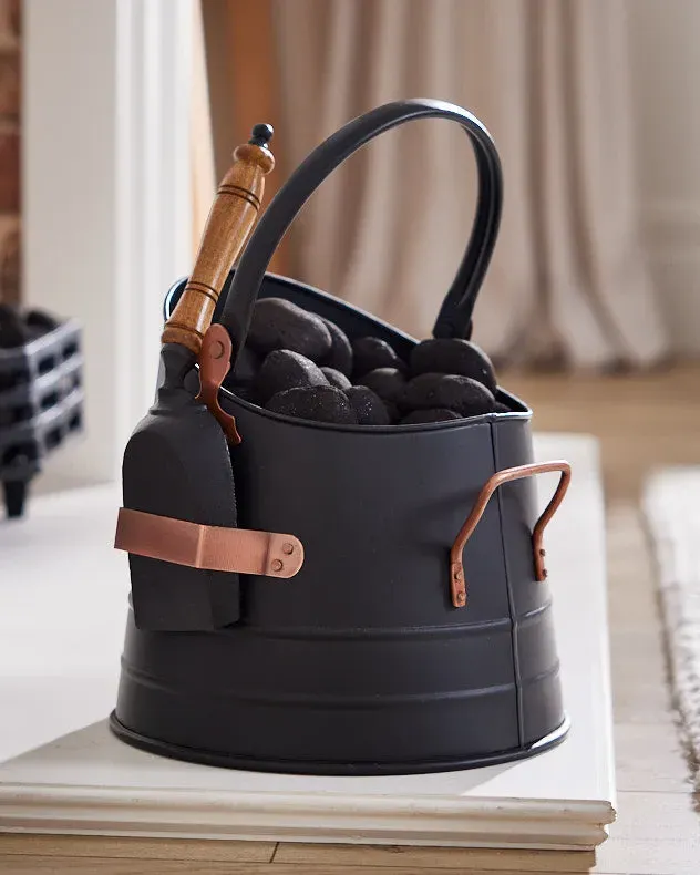Coal Bucket with Scoop - Black, Copper product