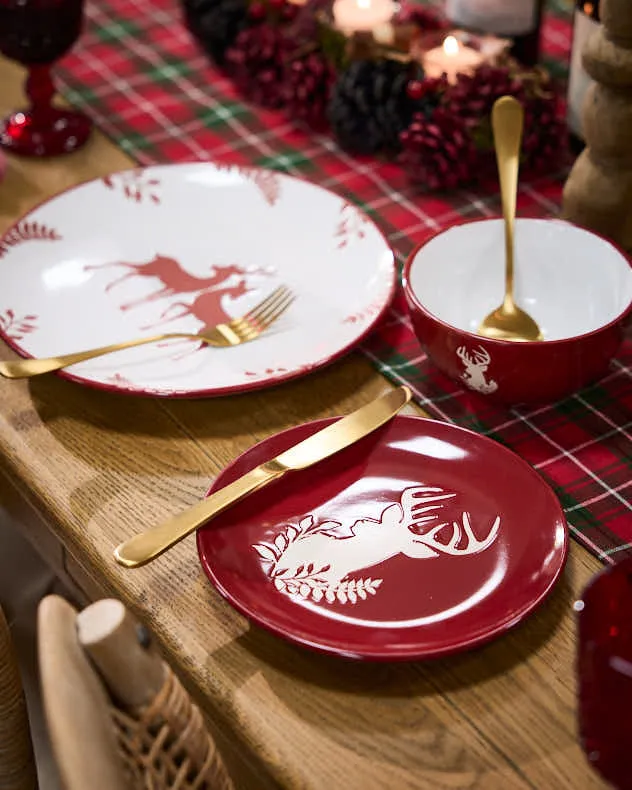 Cranberry Stag Dinner Plates by Dibor, image 2