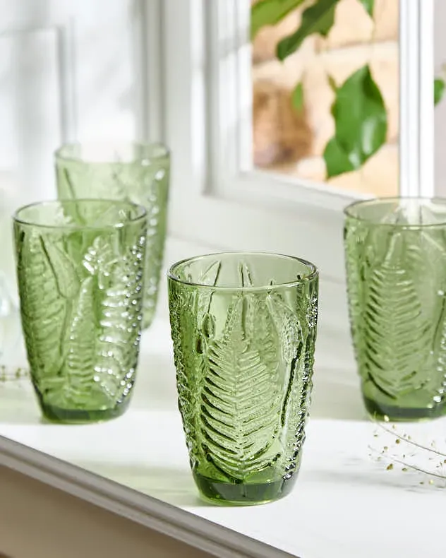 Embossed Green Leaf Highball Glasses product