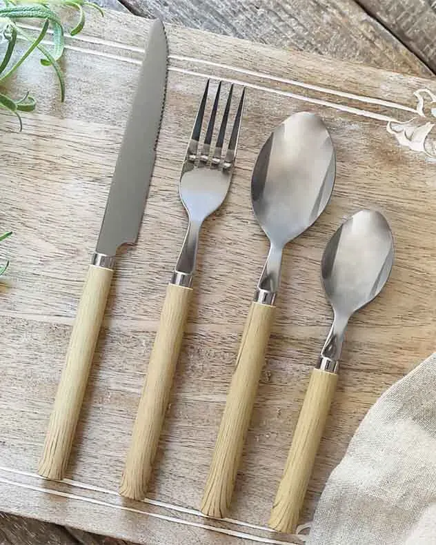 Lormes 16 Piece Cutlery Set - Wood Effect product