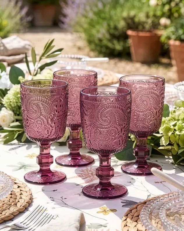 Lugo Paisley Wine Glass - Amethyst by Dibor