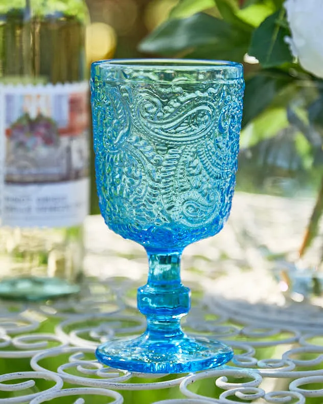 Lugo Paisley Wine Glass - Bright Blue by Dibor, image 2