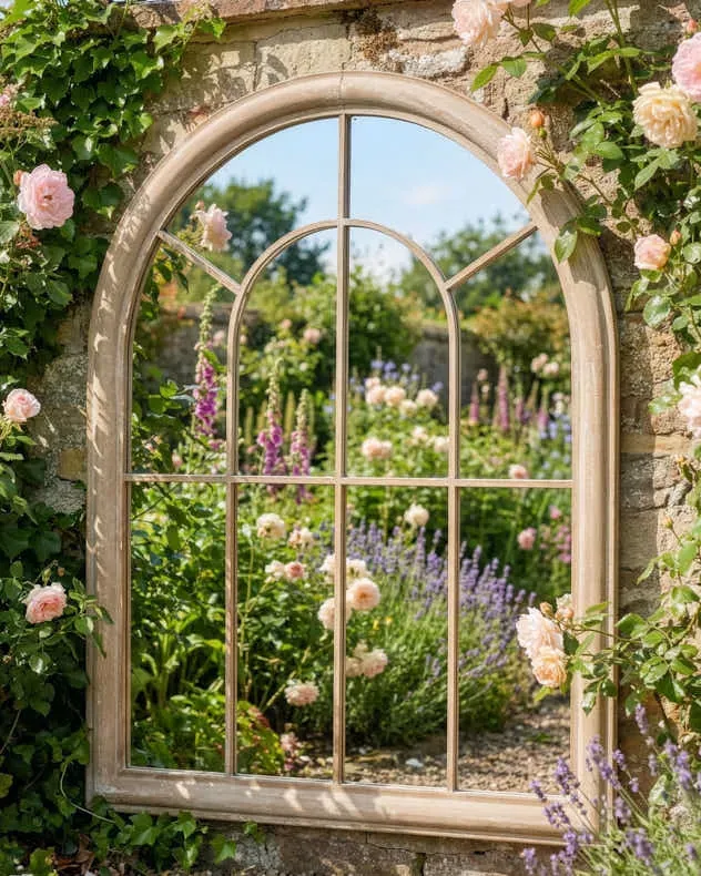 Outdoor Arch Window Mirror - Vintage product
