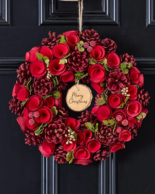 Personalised Red Rose Christmas Wreath product