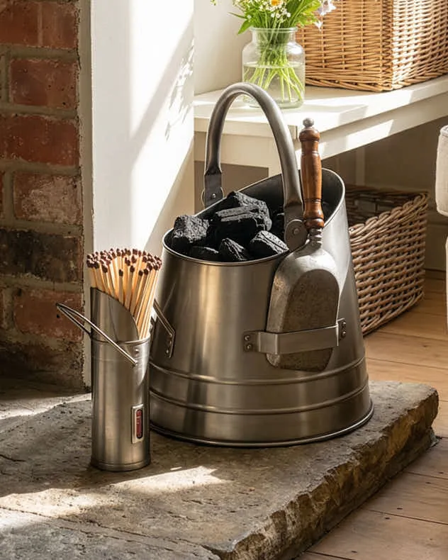 Pewter Coal Bucket & Match Holder product
