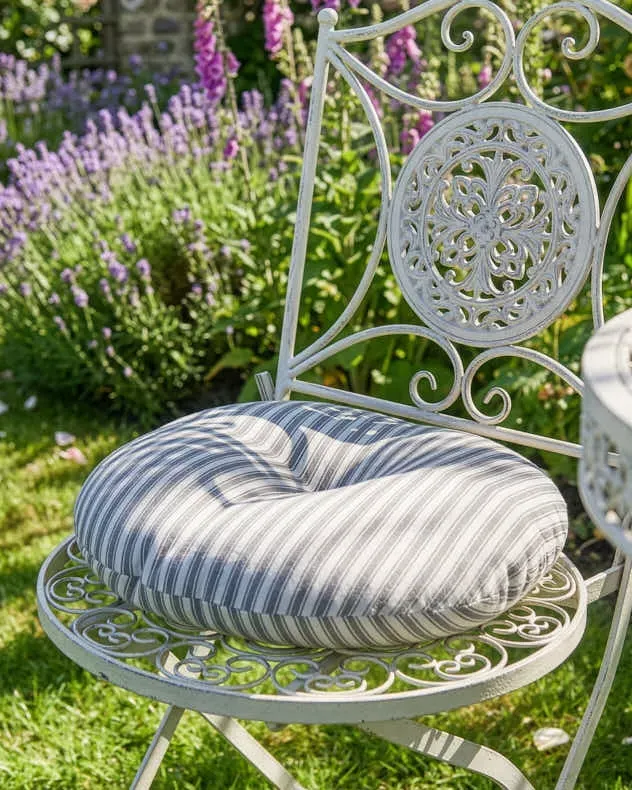 Pyreneés Set of 2 Round Garden Seat Pads - Grey Stripe product