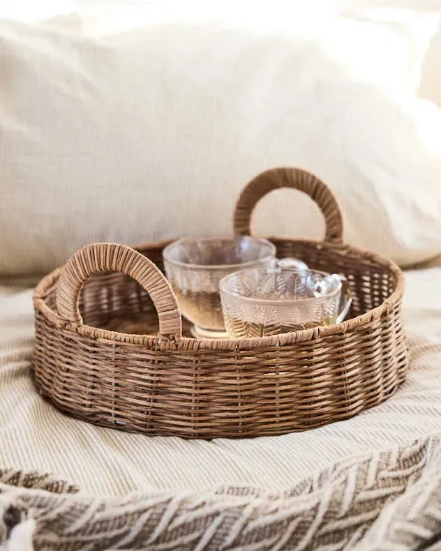 Roscoe Round Rattan Tray with Handles product