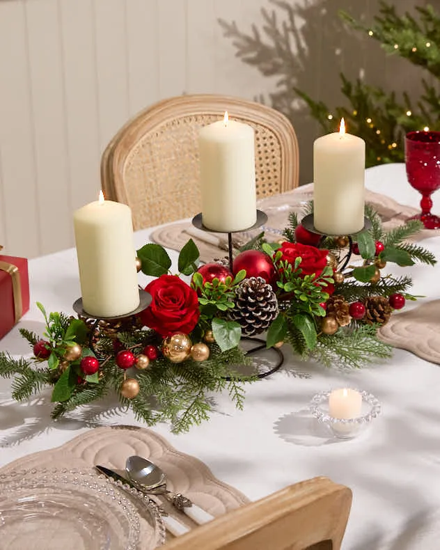 Rosebrook Pine Triple Pillar Candle Holder product