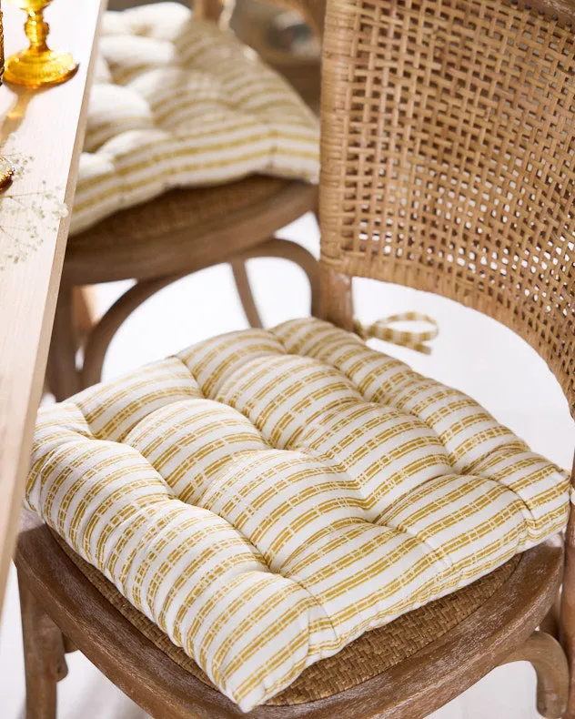 Savona Seat Pad with Ties - Yellow Striped product