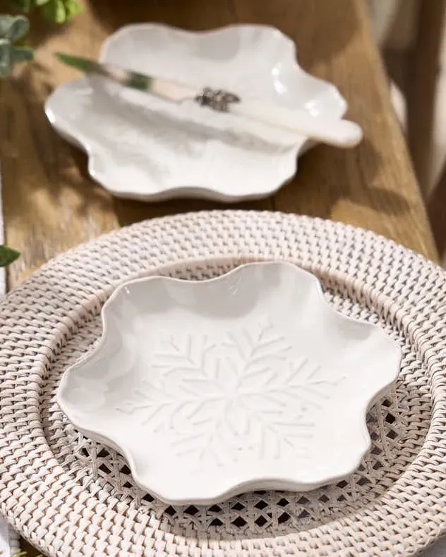 Set of 2 Snowflake Side Plates - White product