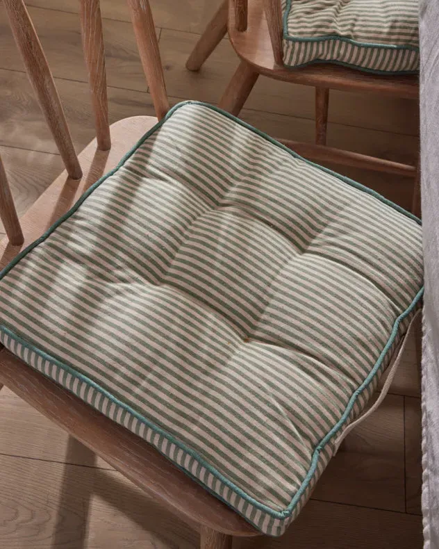 Set of 2 Stripe Kitchen Seat Pads - Green product