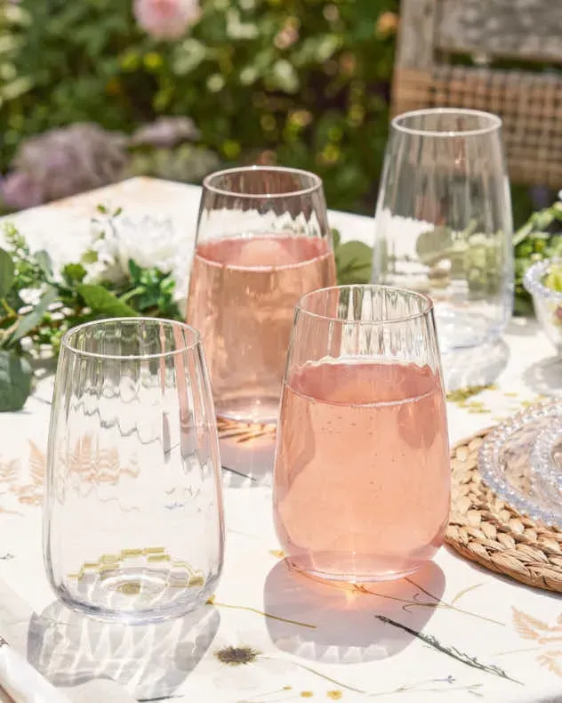 Set of 4 Ribbed Vintage Highball Glasses product