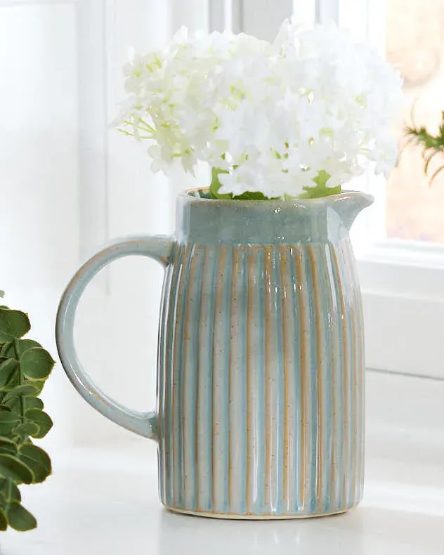 Small Ribbed Pitcher Jug Vase - Blue product