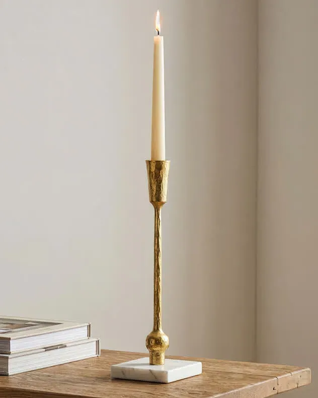Square Marble Base Candle Holder - Gold product