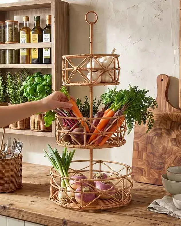 Three Tier Rattan Storage Tower product