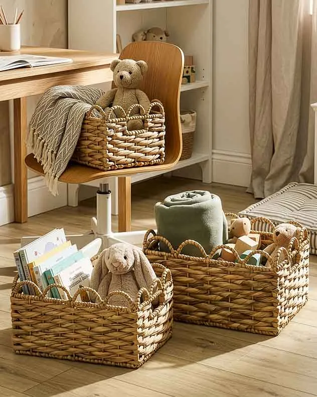 Water Hyacinth Scalloped Storage Basket product