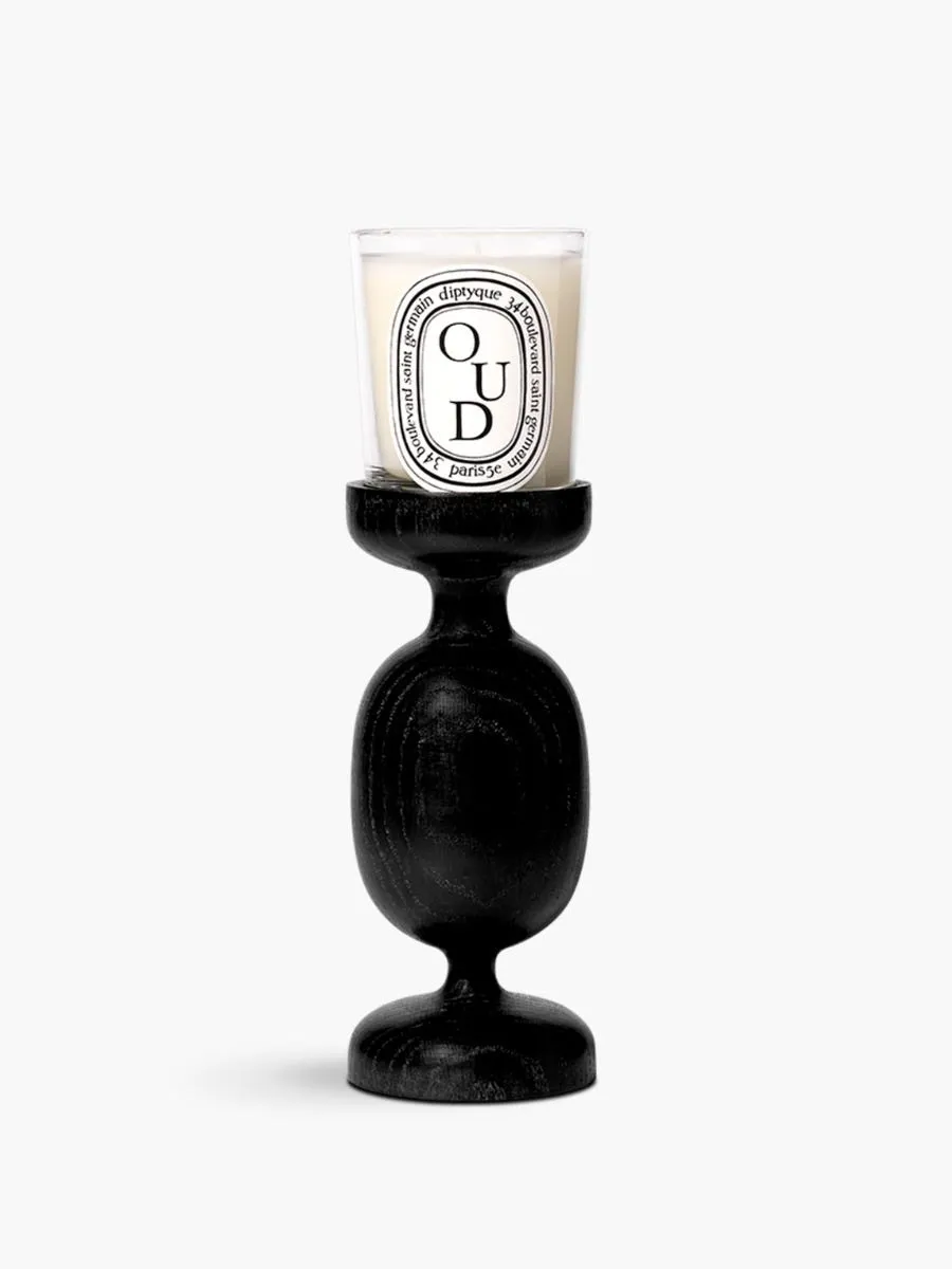 Column Candle Holder - Black, Oak image