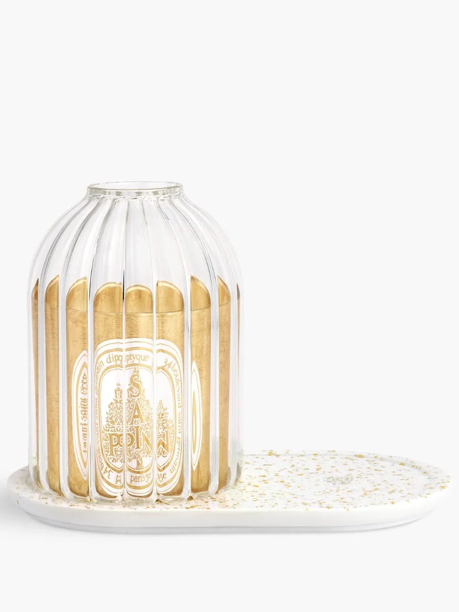 Speckled Gold Ribbed Candle Holder - Gold image