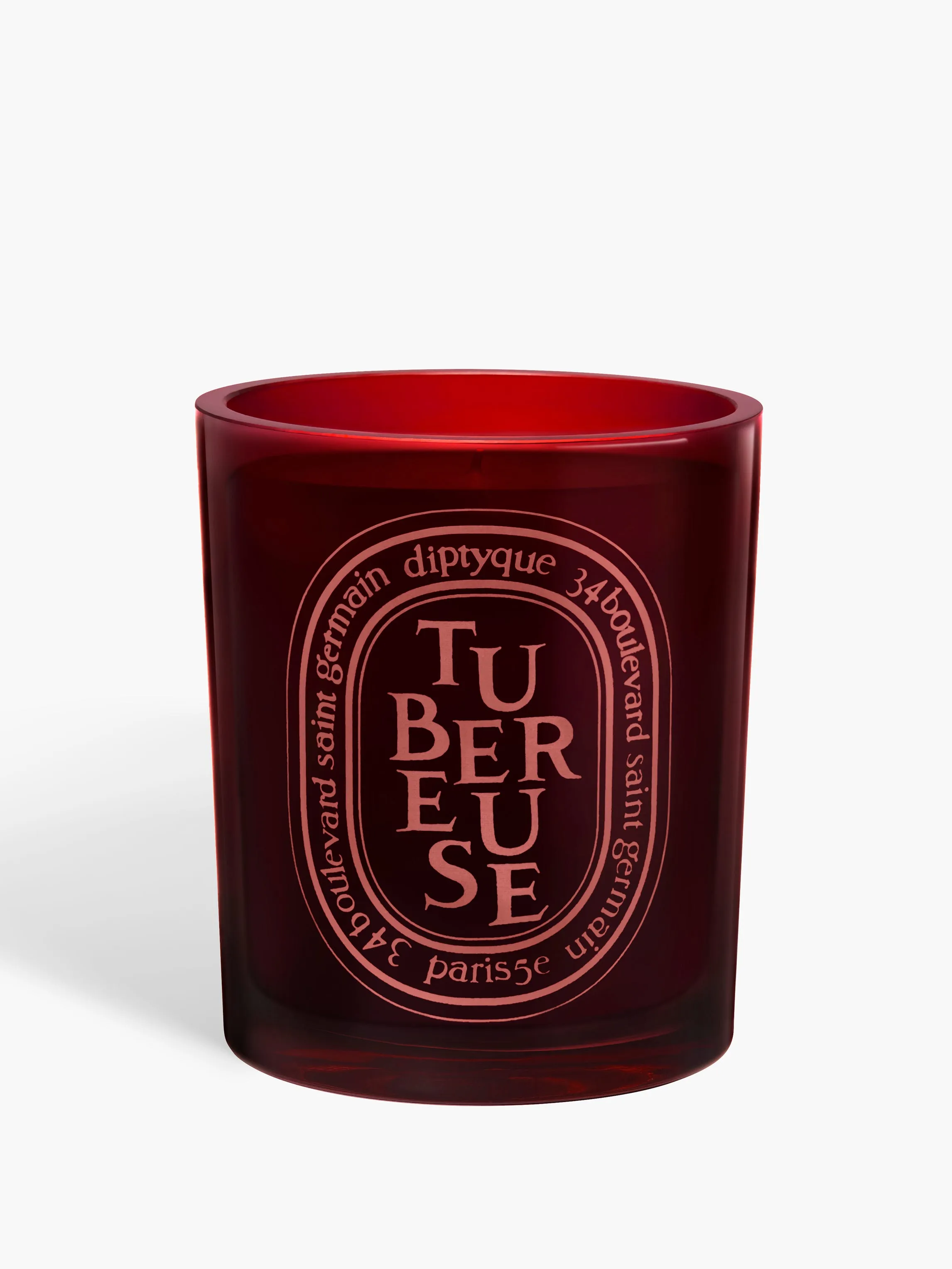 Tubéreuse Medium Scented Candle - Red Glass