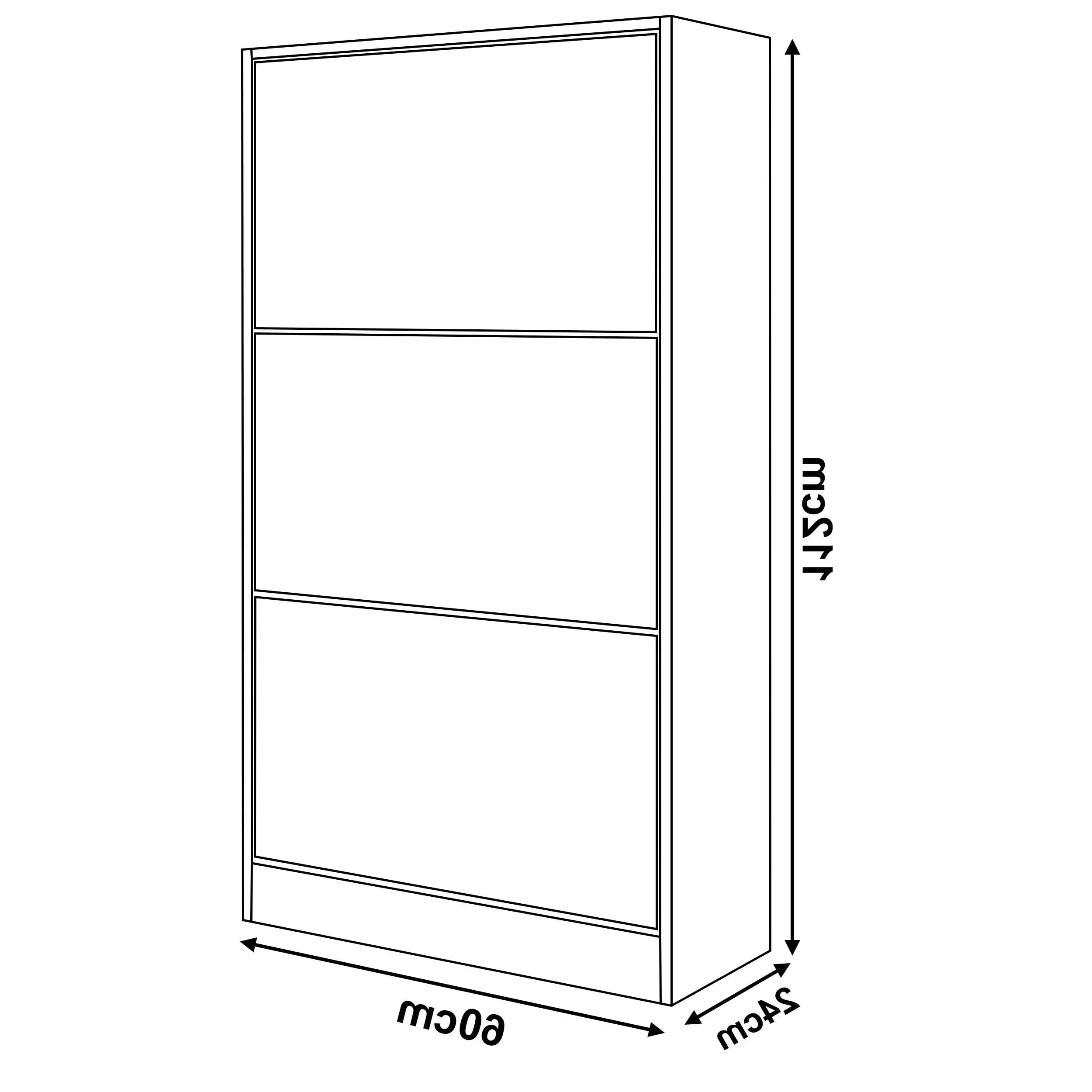 3-Door Slim Shoe Cabinet with Push-to-Open - Dark Grey, High Gloss alternate view