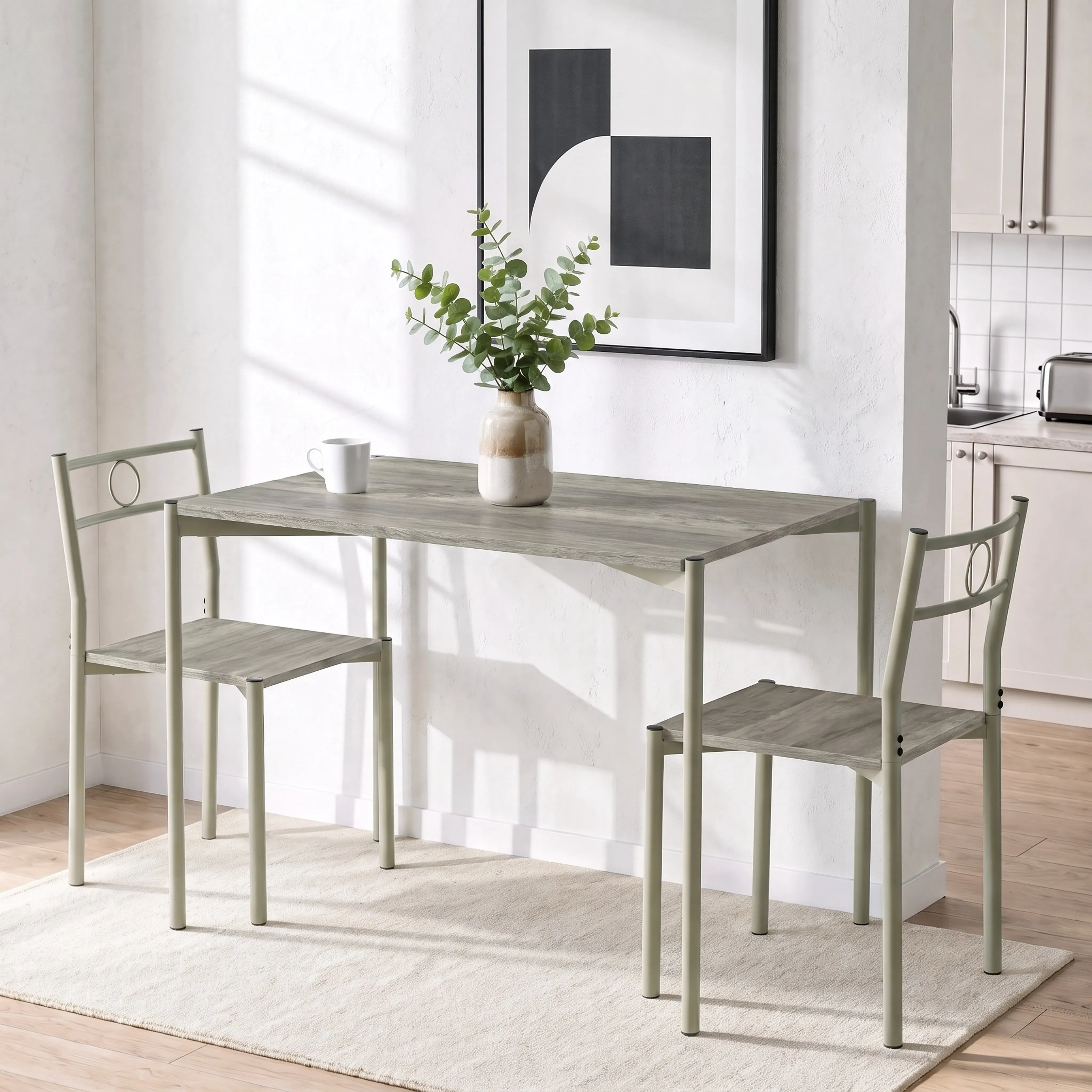 3-Piece Dining Table and Chairs Set - Grey, Wood product
