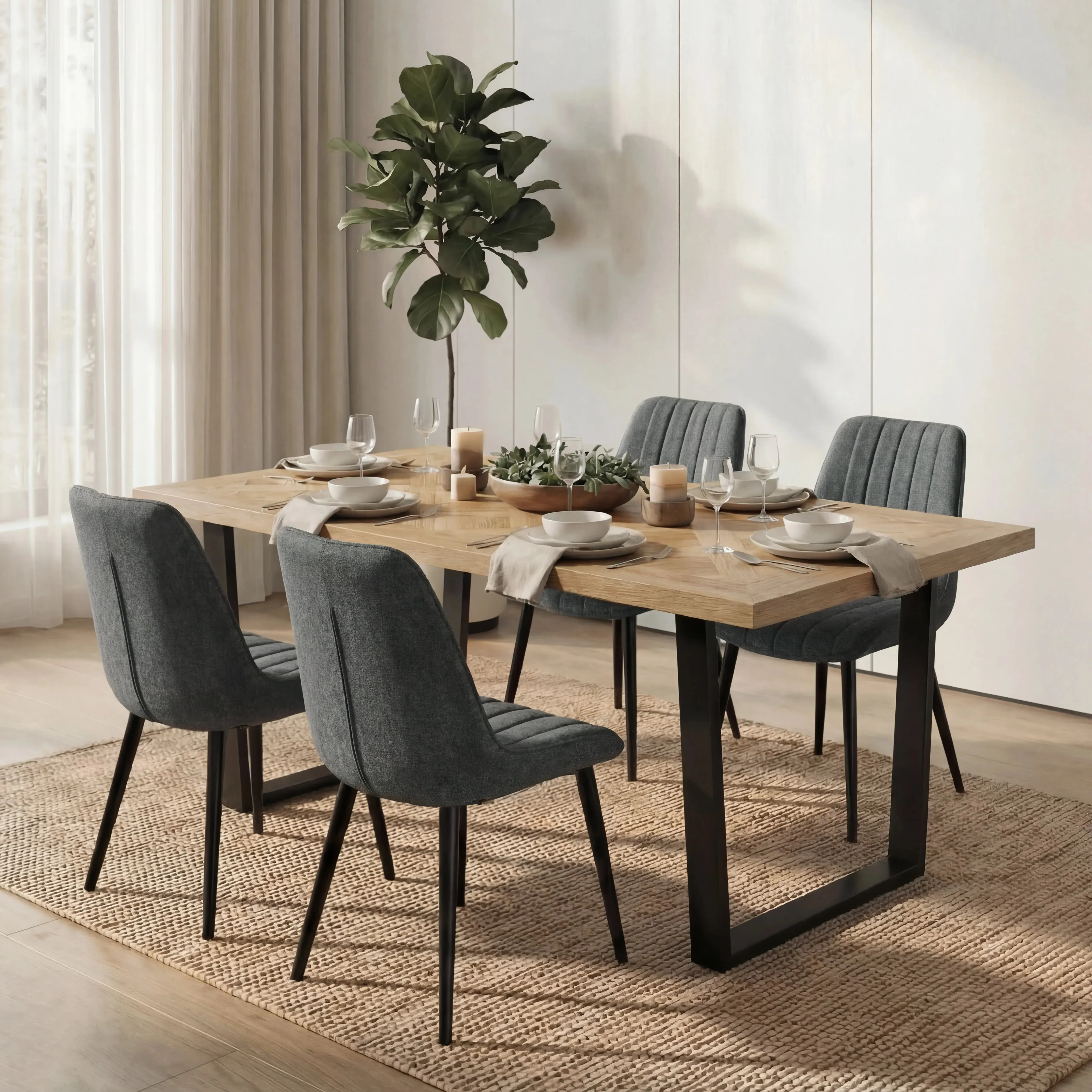 Aldridge 4-Seater Dining Table and Chairs Set - Grey product